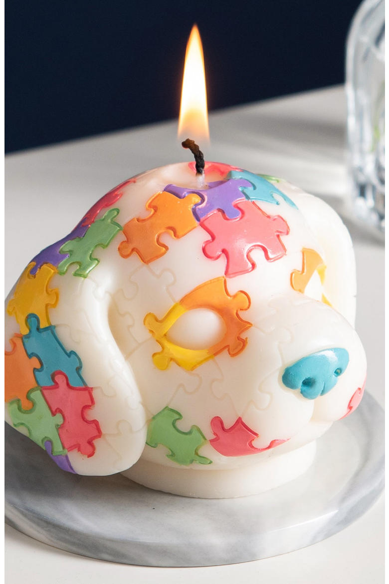 Puppy Puzzle Candle, Alternate, color, White / Multi-Color
