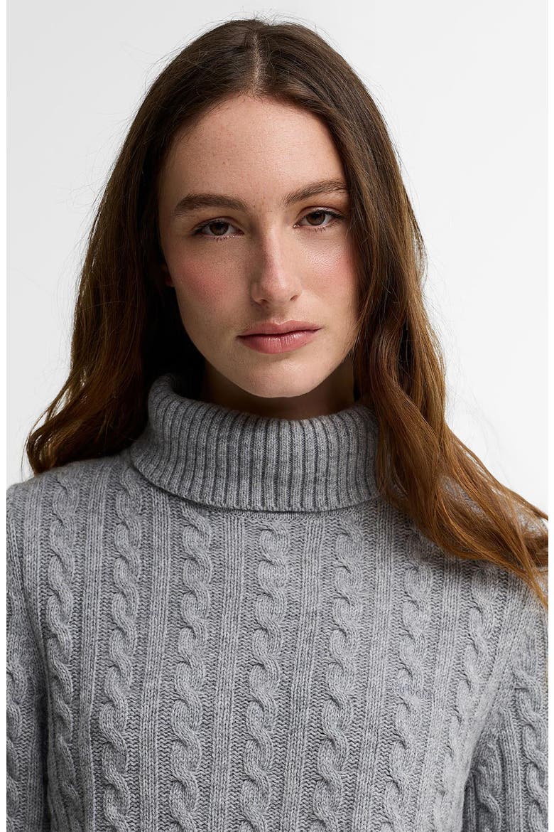 Ambleside Cable Knit Turtleneck Sweater, Alternate, color, GREY MARL