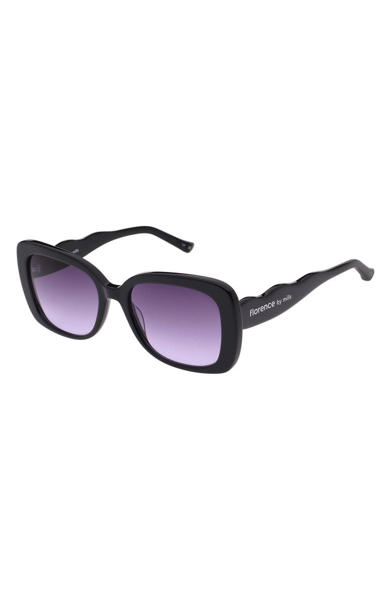 Florence by Mills 56mm Square Sunglasses, Alternate, color, Gloss Black