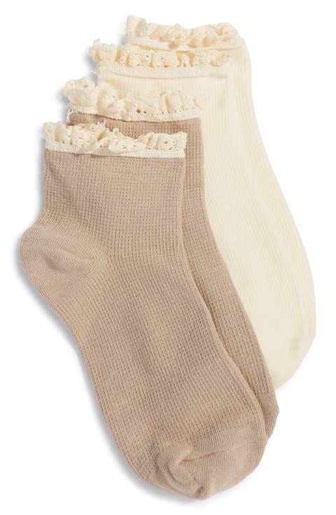 2-Pack Lace Trim Cotton Blend Socks