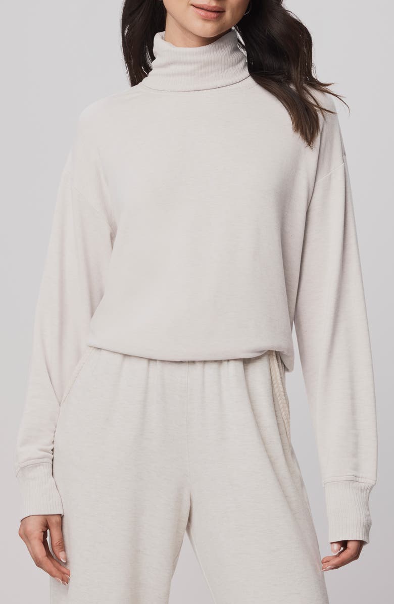 Splendid Supersoft Trim Turtleneck Sweater, Main, color, Pale Oak Heather White