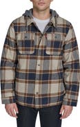 Levi's Plaid Faux Shearling Lined Jersey Hood Shirt Jacket