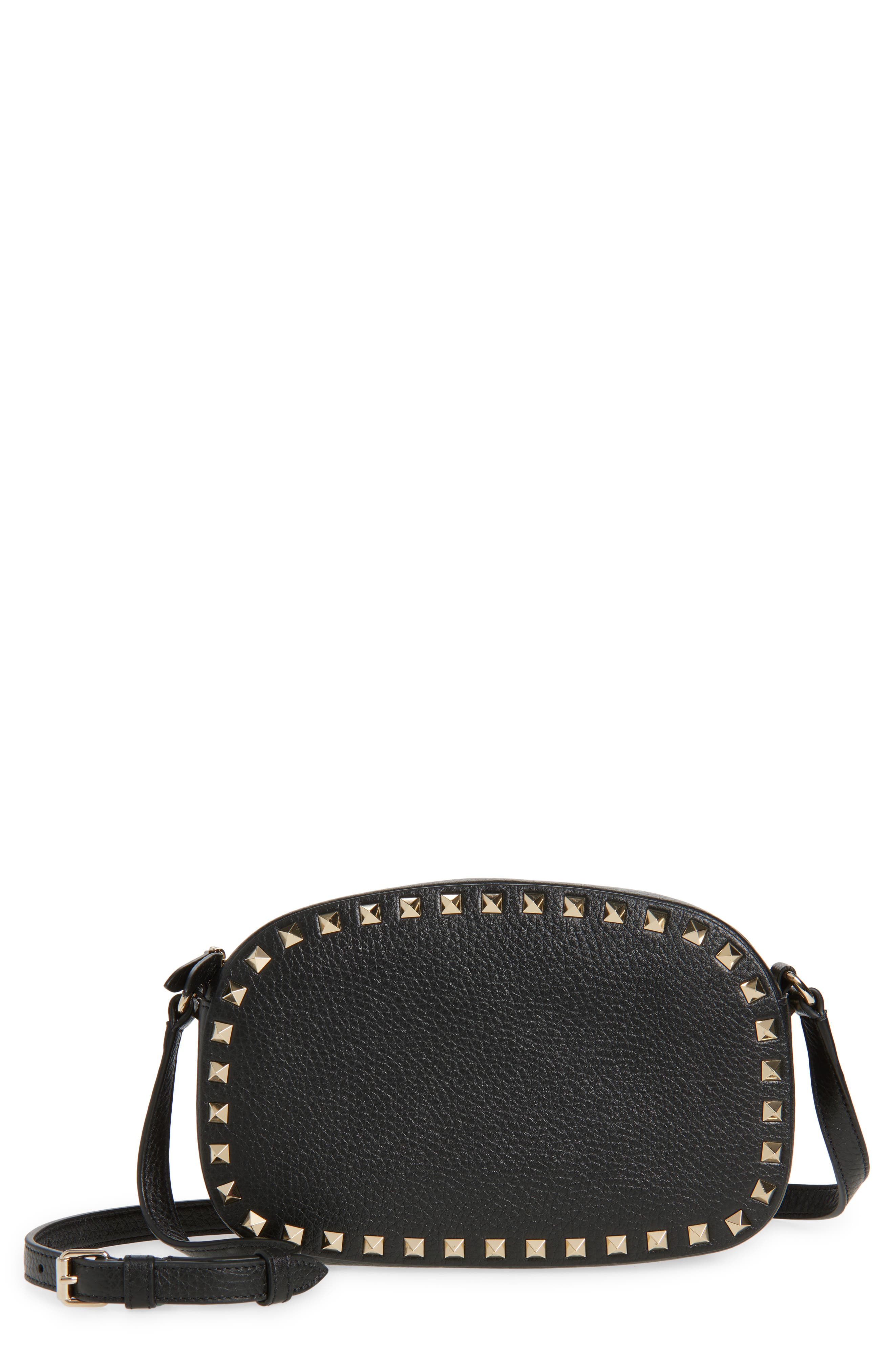 Valentino Garavani Rockstud Crossbody Camera Bag, Main, color, Nero