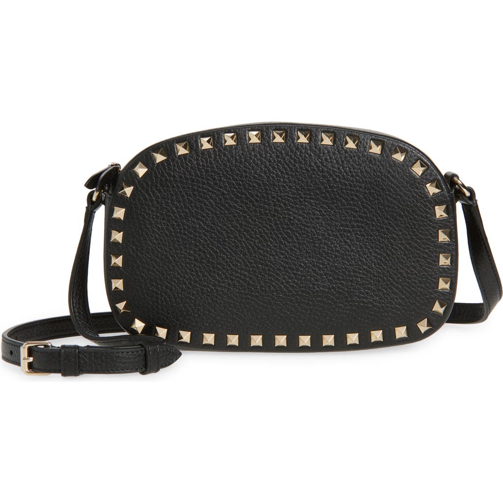 Valentino Womens Rockstud Leather Mini Crossbody Bag Nero In Black