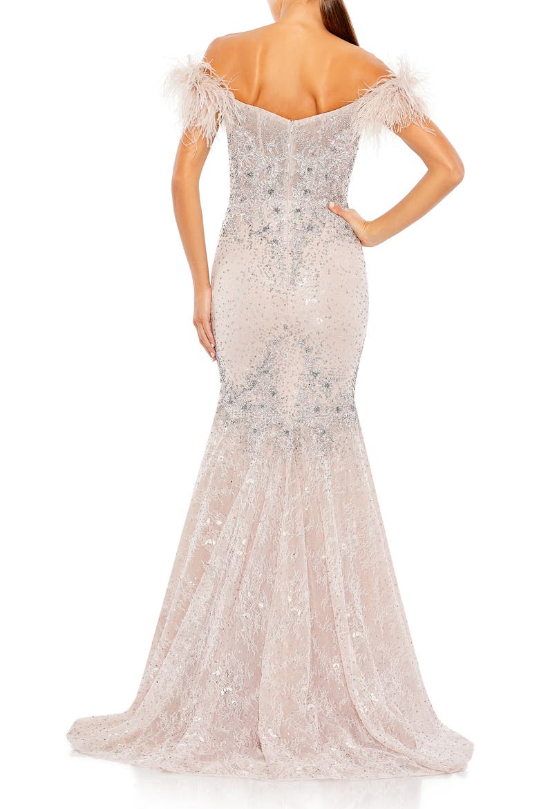 Feathered Crystal Embellished Sleeveless Gown, Alternate, color, LILAC