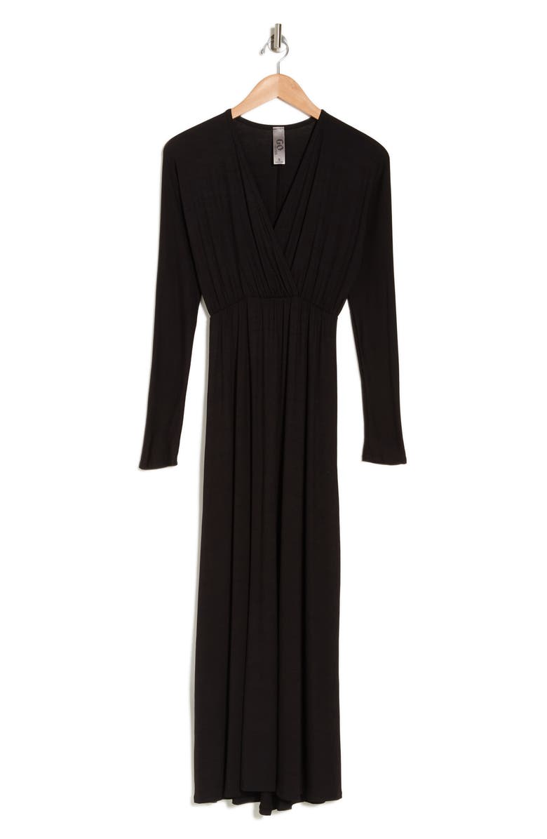 GO COUTURE Long Sleeve Empire Waist Maxi Dress, Alternate, color, Black