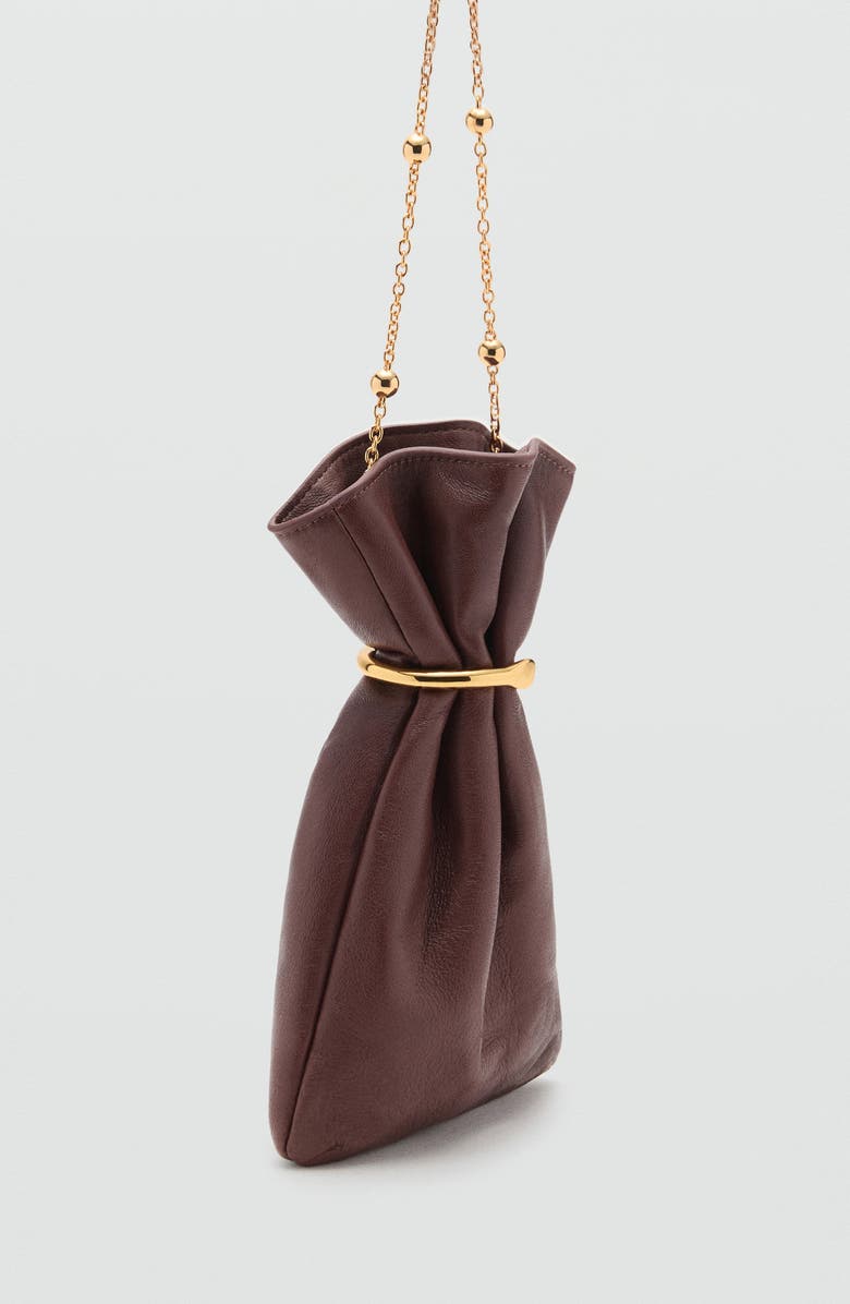 MANGO Leather Bucket Bag with Metallic Detail, Alternate, color,
