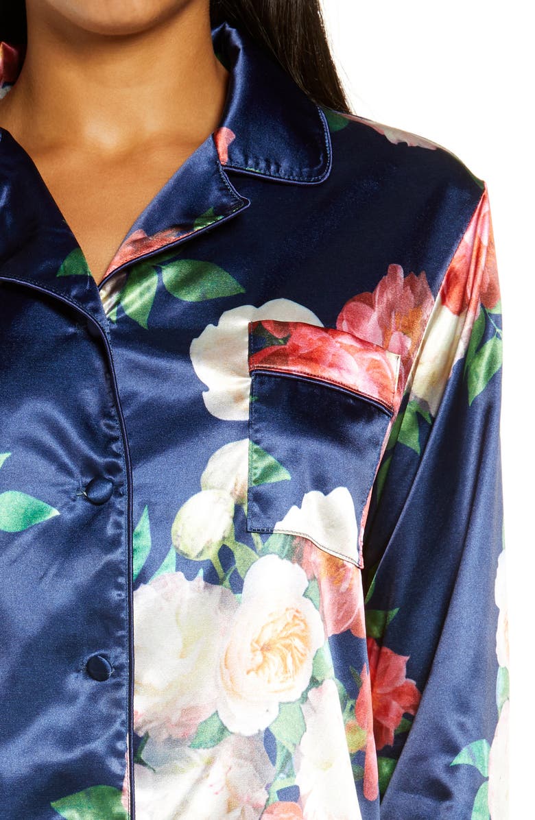 Chi Chi London Josie Floral Pajamas, Alternate, color, Navy