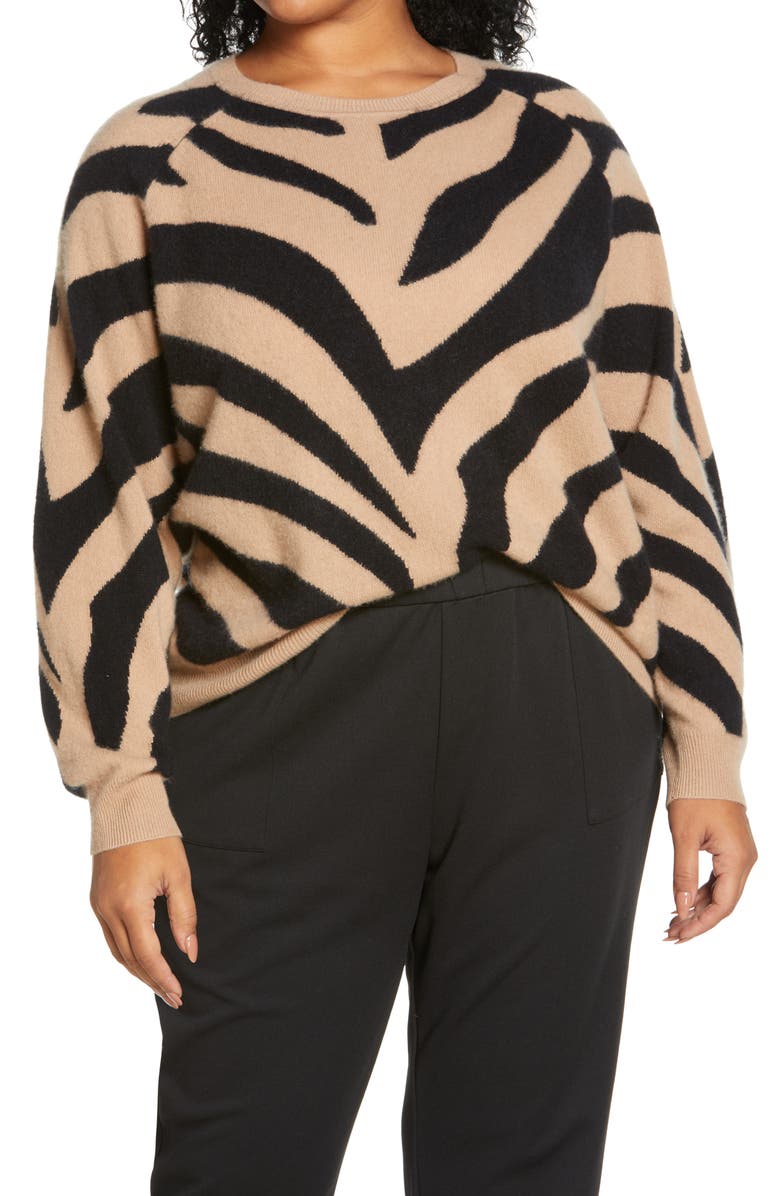 Nordstrom Zebra Pattern Cashmere Sweater, Main, color, 