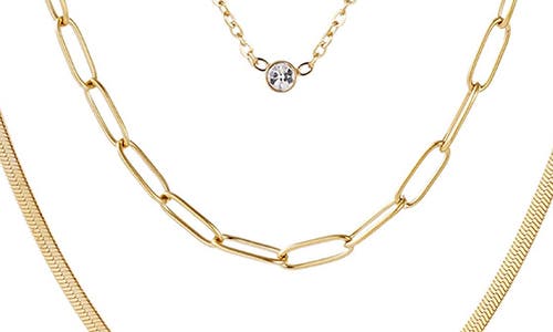 Adornia Set Of 3 18k Gold Plated Necklaces In Gold