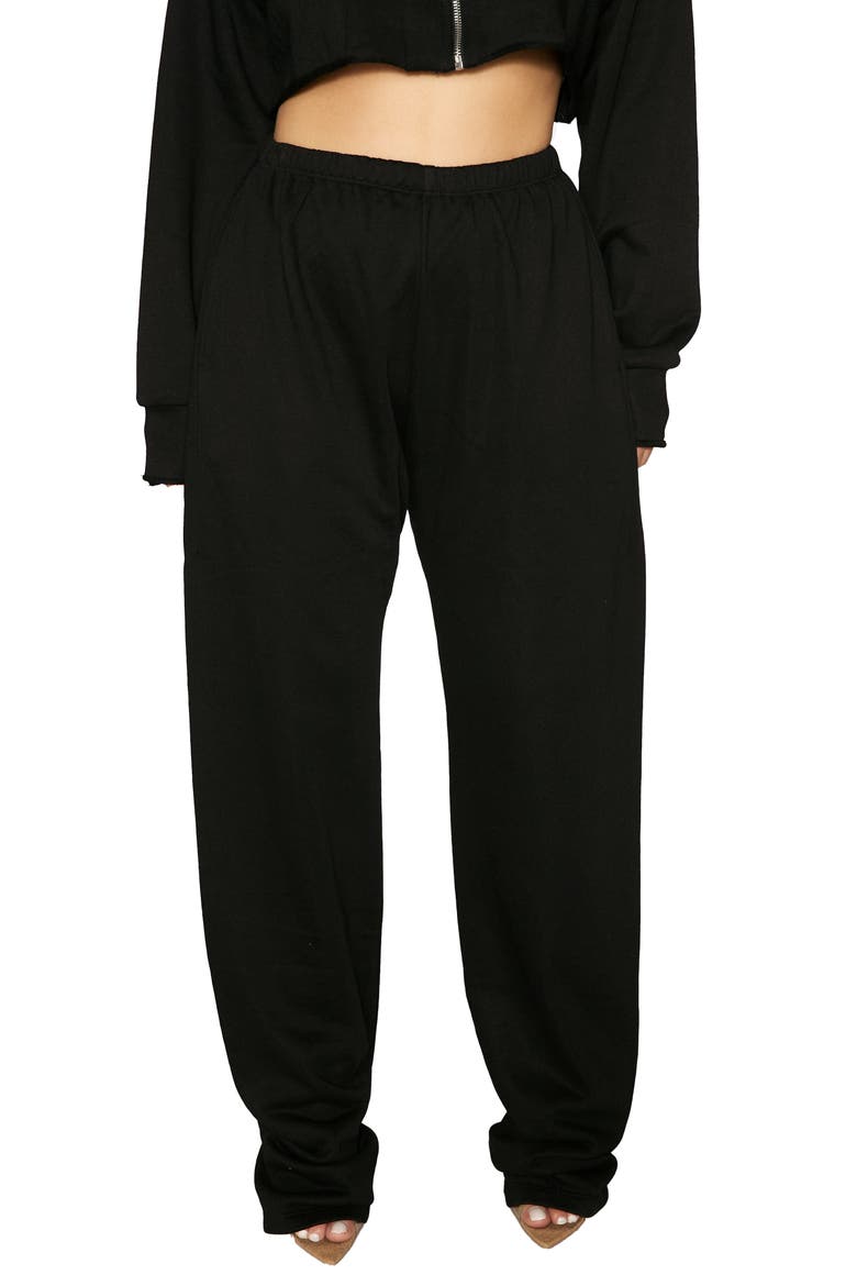 Relax French Terry Wide Leg Pants, Main, color, BLACK