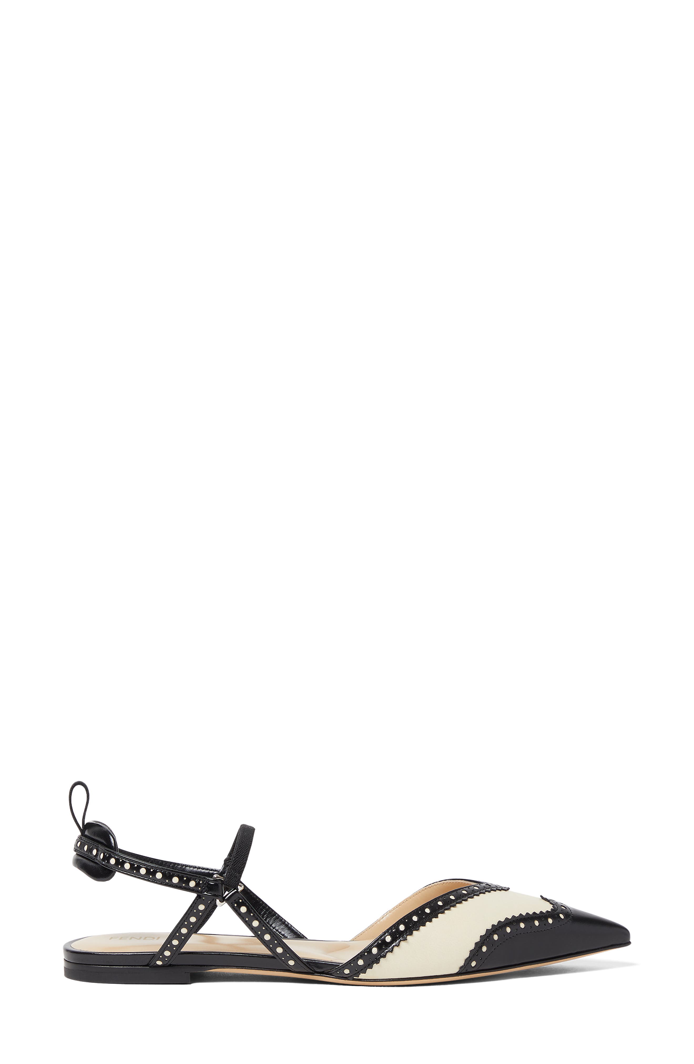 Brogue Colibrí Pointed Toe Flat, Alternate, color, F0CPX NERO/ PERGAMENA