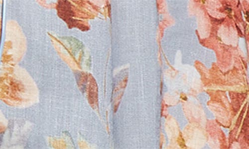 Zimmermann Awaken Long Sleeve Linen Midi Dress In Blue