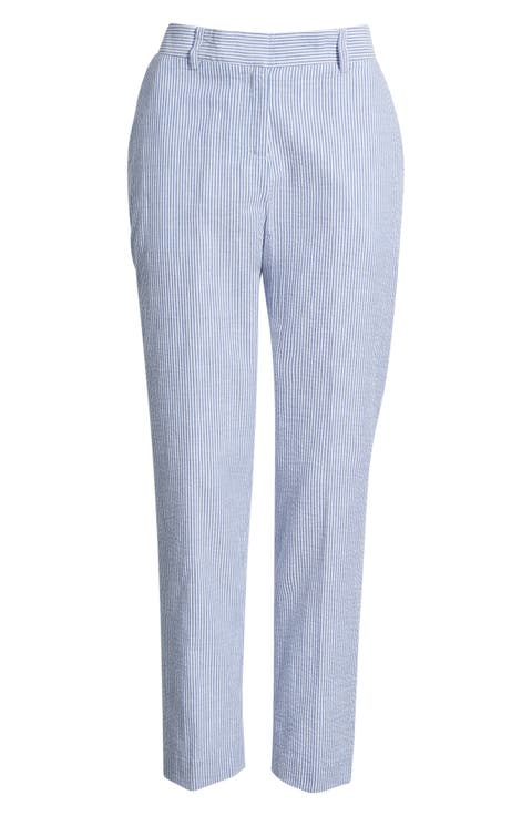 Seersucker Straight Leg Pants (Regular & Petite)