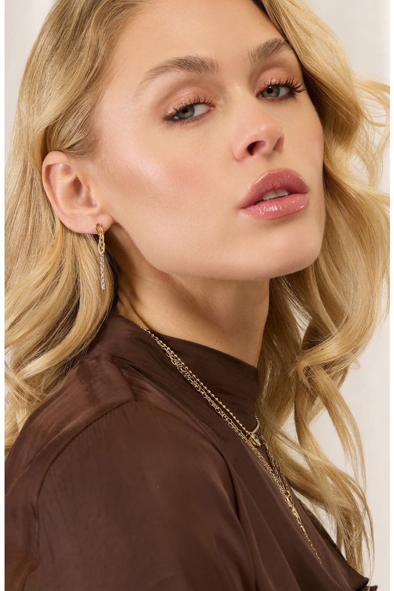 Modern Muse Two-Tone Link Chain Drop Earrings, Alternate, color, SILVER