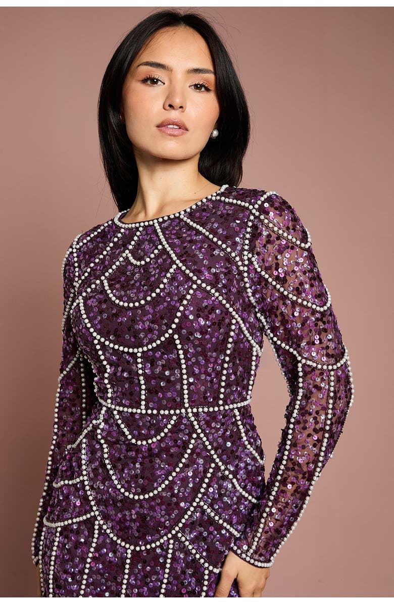 Coast Petite Embellished Mini Dress, Alternate, color, Fig