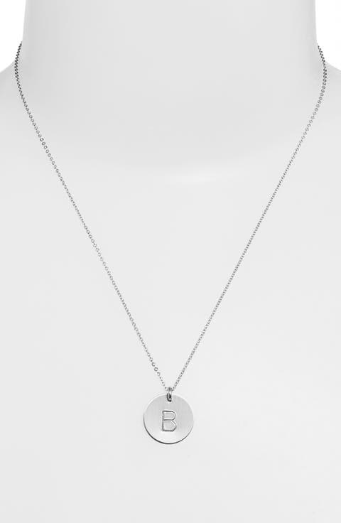 Sterling Silver Initial Disc Necklace