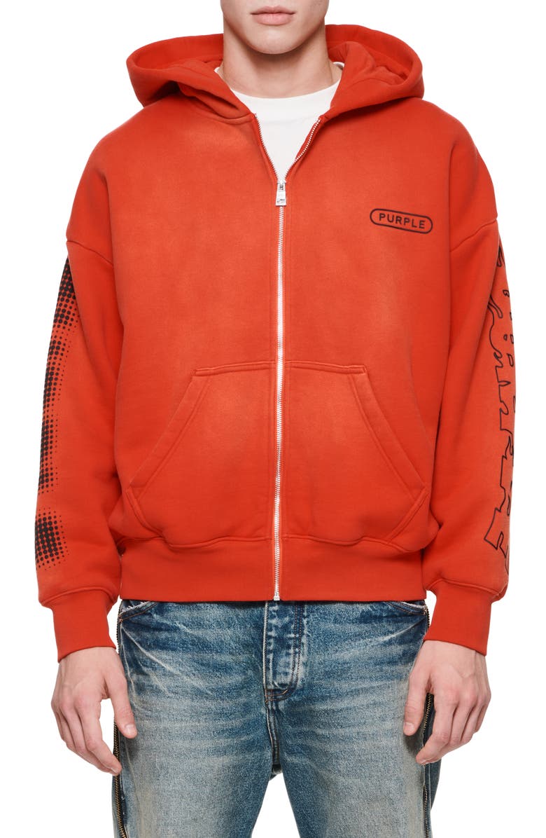 PURPLE BRAND Oversize Heavyweight Fleece Zip Hoodie, Main, color,