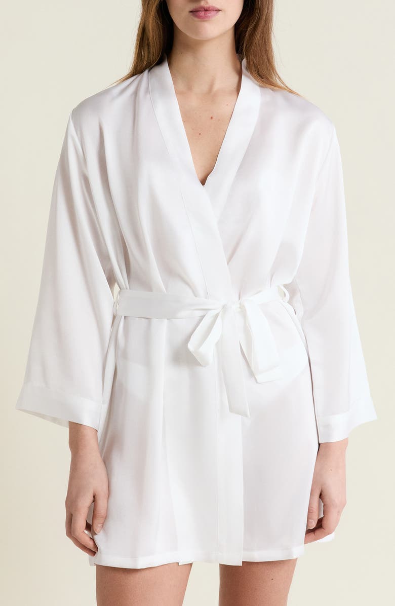 Etam Marry Me Deshabille Satin Robe, Main, color, White