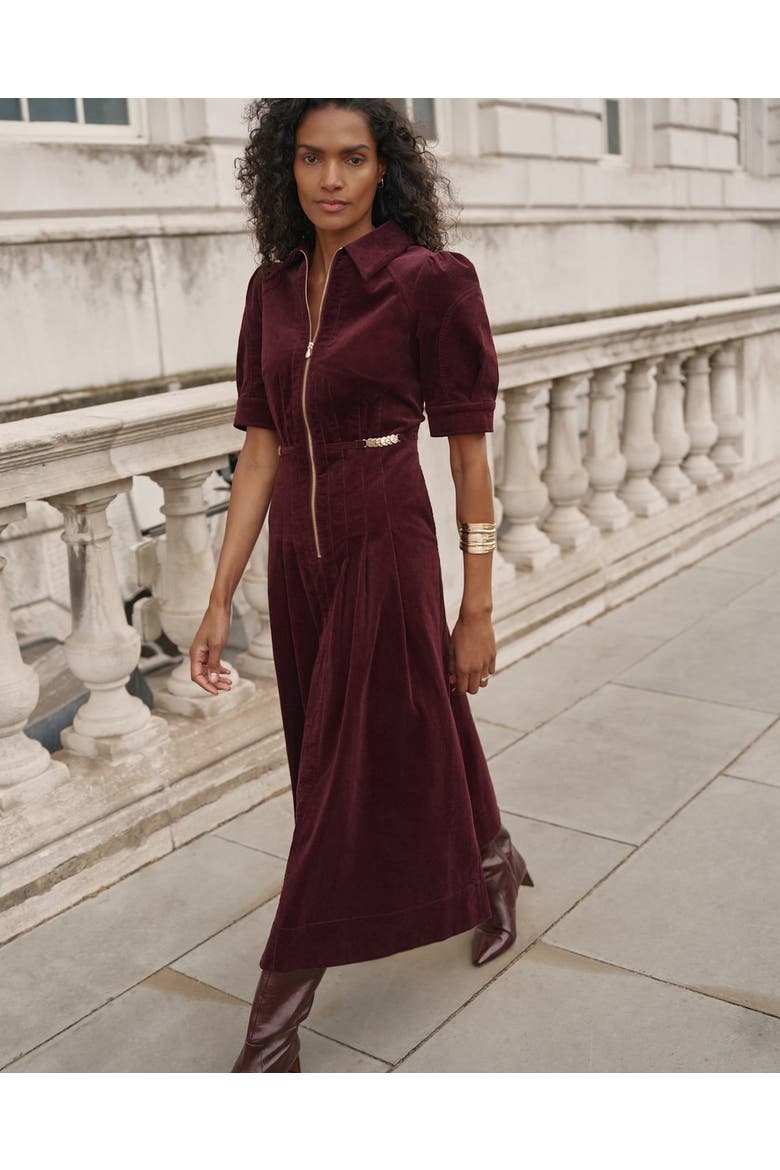 Corduroy Maxi Dress, Alternate, color, Burgundy