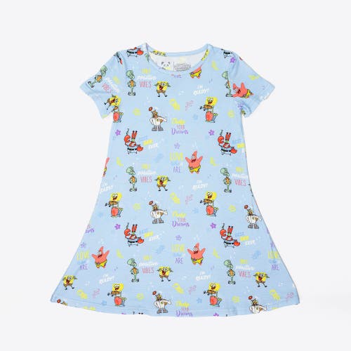 Bellabu Bear Kids' Spongebob Squarepants Good Vibes Short Sleeve Dress In Spongebob Good Vibes