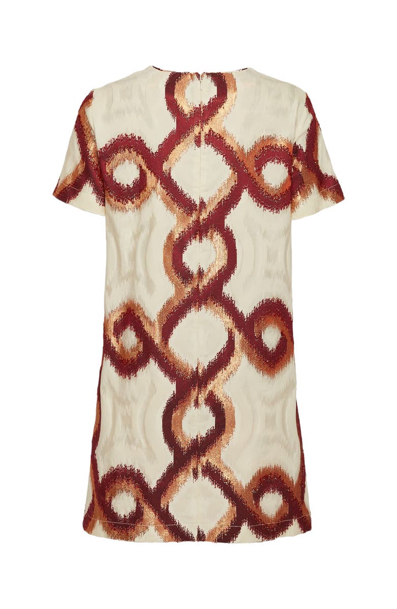 La DoubleJ Mini Swing Dress Tackle Jacquard Bordeaux, Alternate, color, 