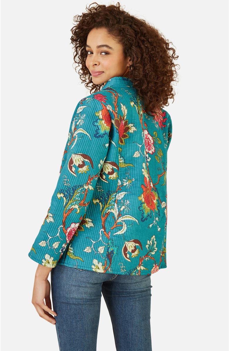 Yumi Floral Reversible Cotton Quilted Jacket, Alternate, color, Teal