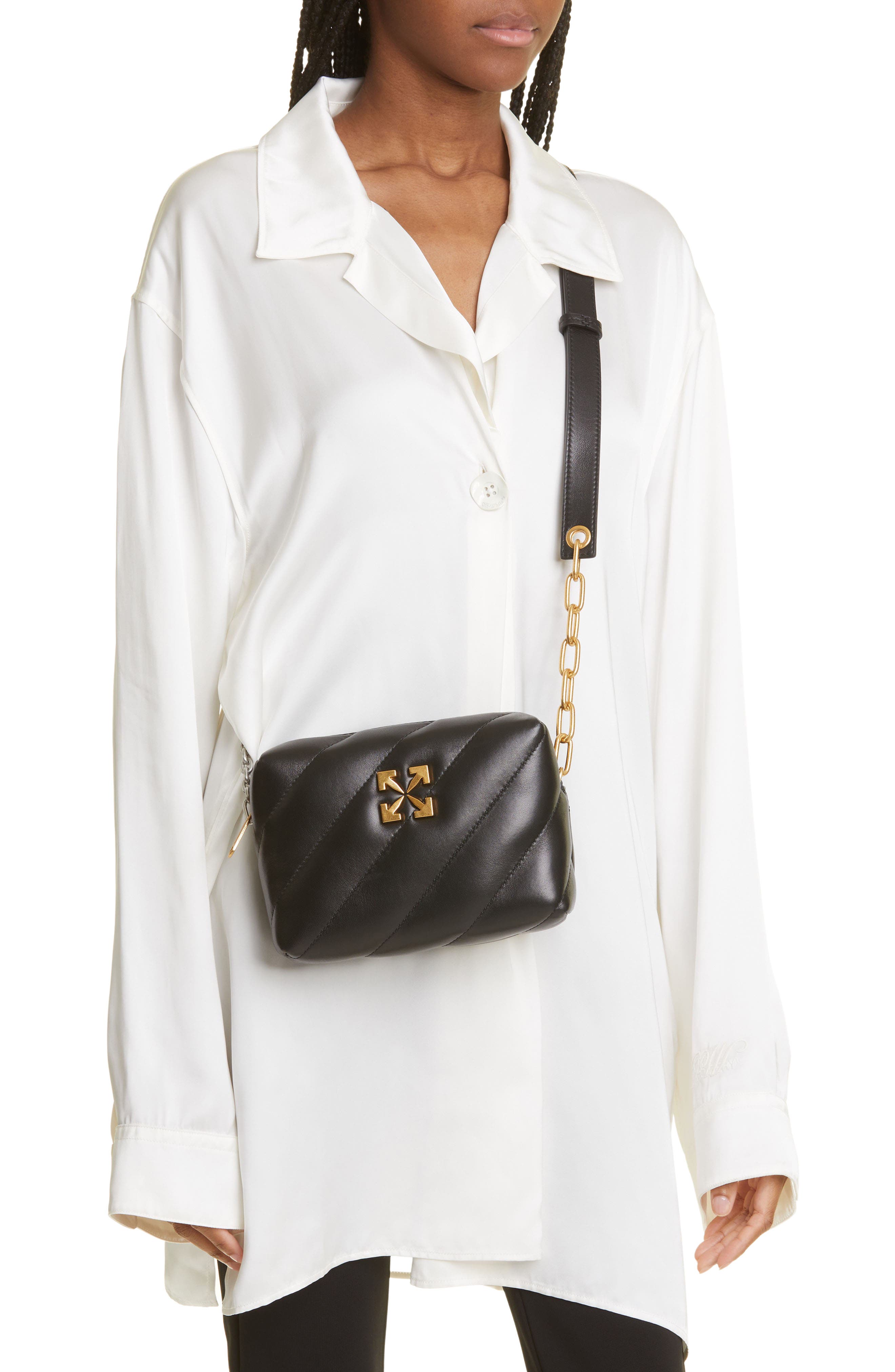 Off-White Jackhammer Quilted Leather Camera Bag, Alternate, color, 