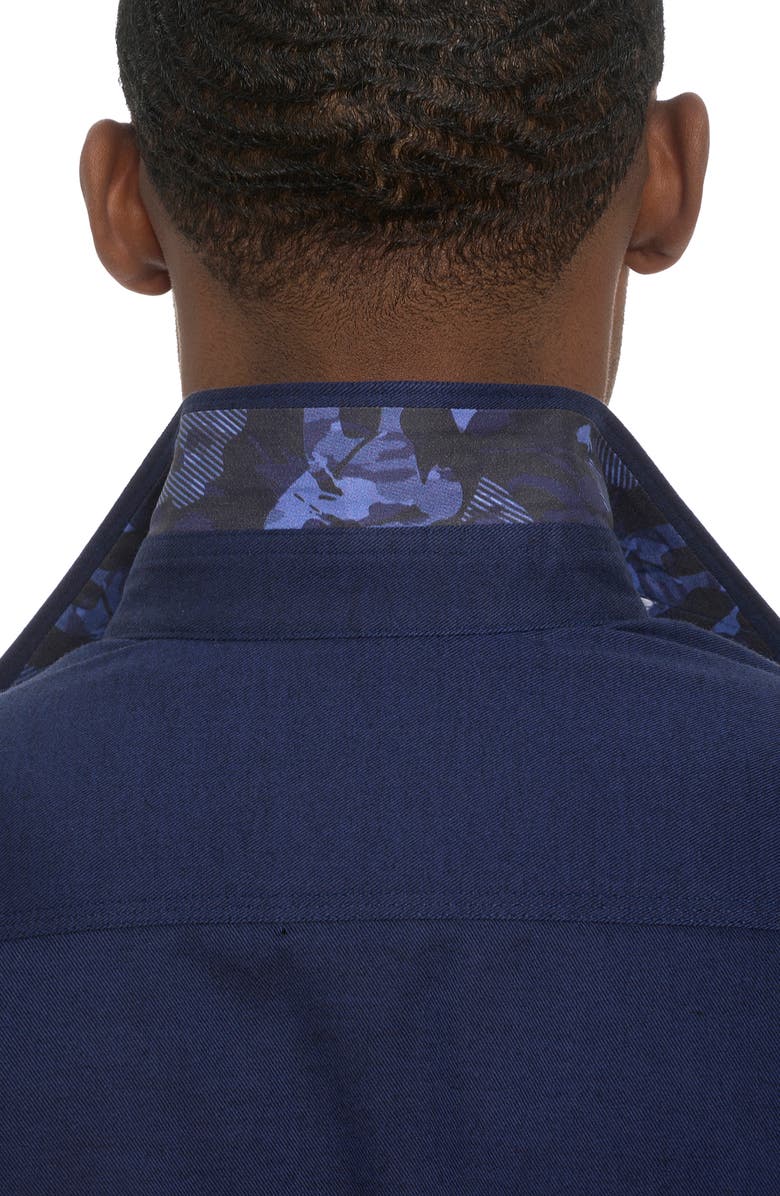 Robert Graham Santa Croce Cotton Blend Button-Up Shirt, Alternate, color, Indigo