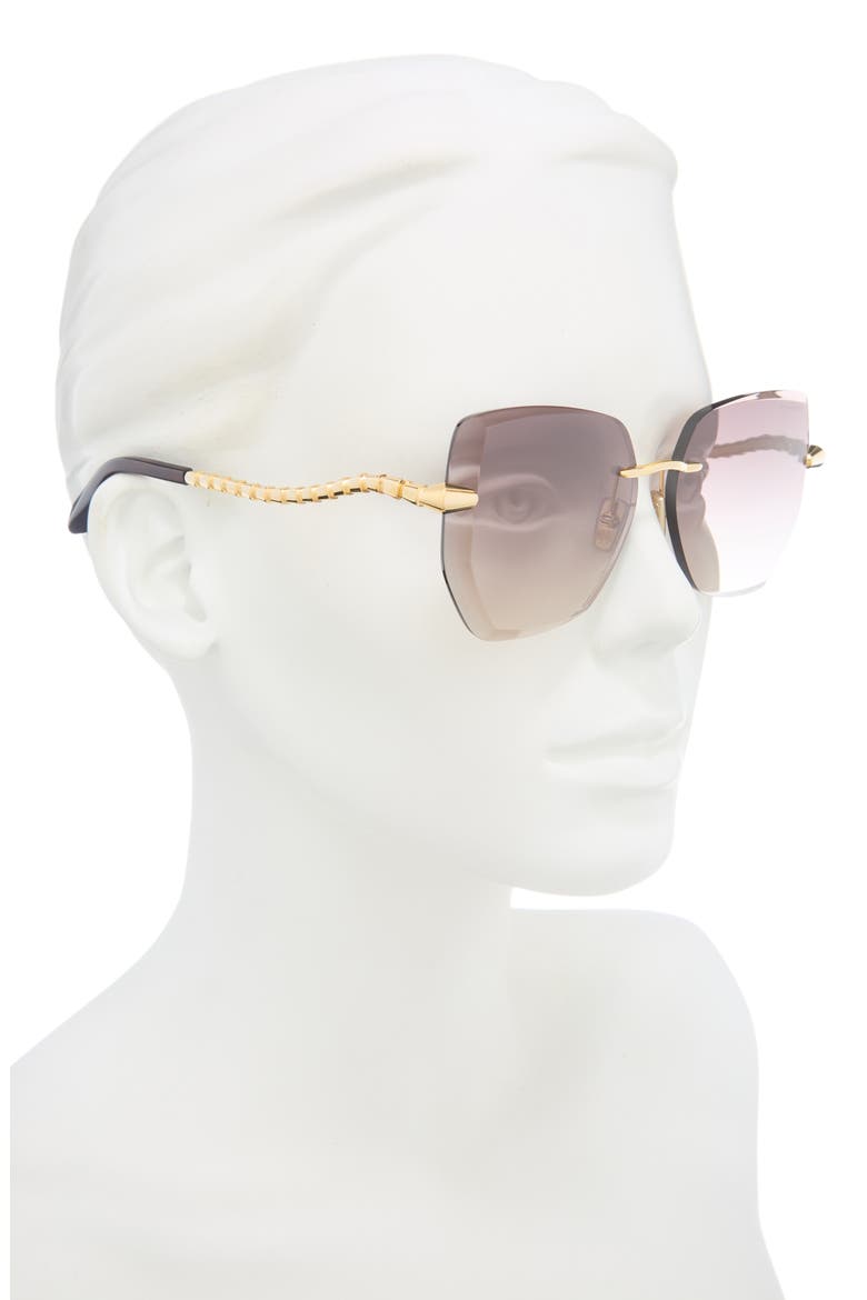 Serpenti Viper Rimless Geometric Sunglasses, Alternate, color, GOLD / GRADIENT BROWN