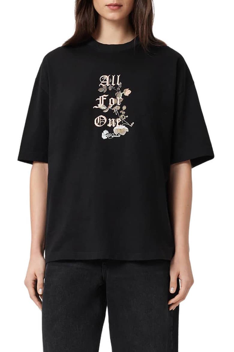 Oneness Etta Embroidered Graphic T-Shirt, Main, color, BLACK