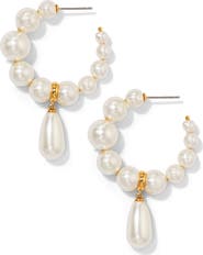 Nadri London Cultured Pearl Drop Hoop Earrings