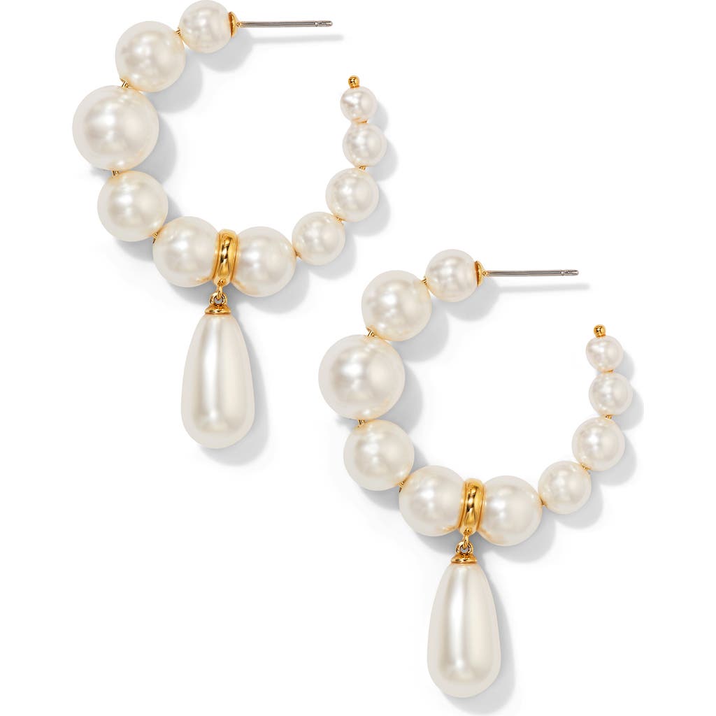 Nadri London Cultured Pearl Drop Hoop Earrings