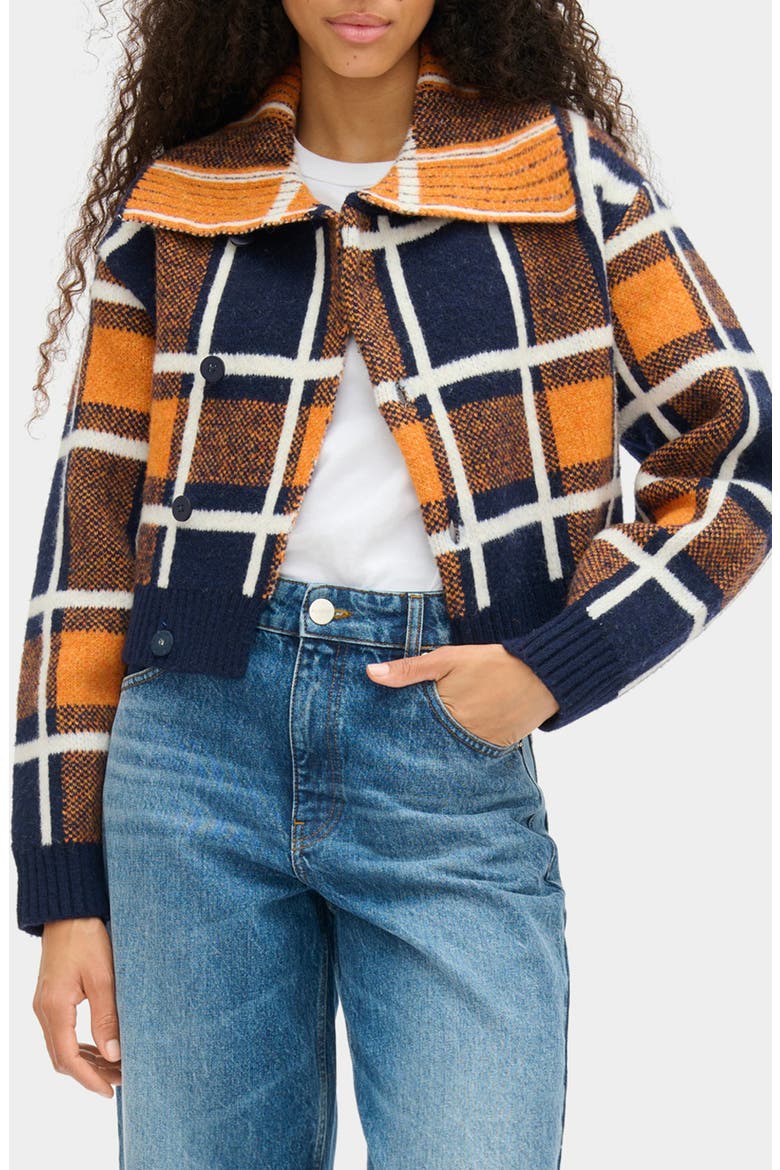 Carmen Plaid Knit Jacket, Main, color, MULTI