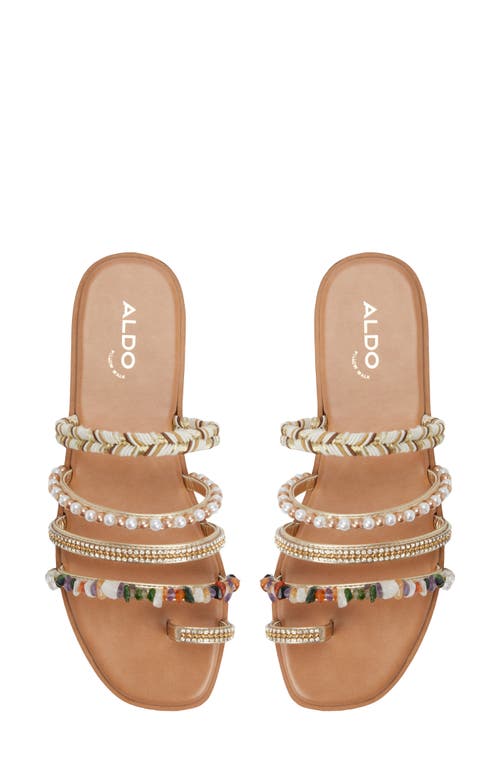 Shop Aldo Lindya Toe Ring Slide Sandal In Gold
