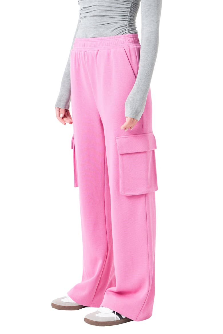 Stretch Cotton Knit Wide Leg Pants, Alternate, color, PINK