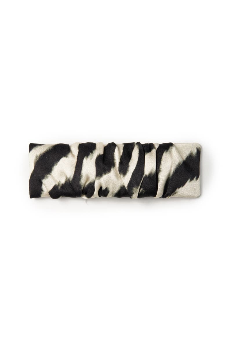 Zyra Silk Hair Barrette Clip, Main, color, Black & White