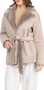 GORSKI Genuine Shearling Belted Jacket with Whipstitch Trim