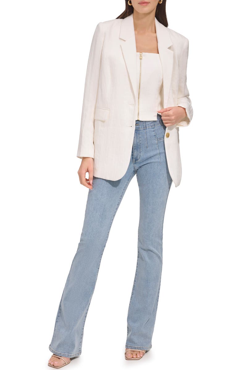 DKNY Organza Blazer, Alternate, color, Eggnog