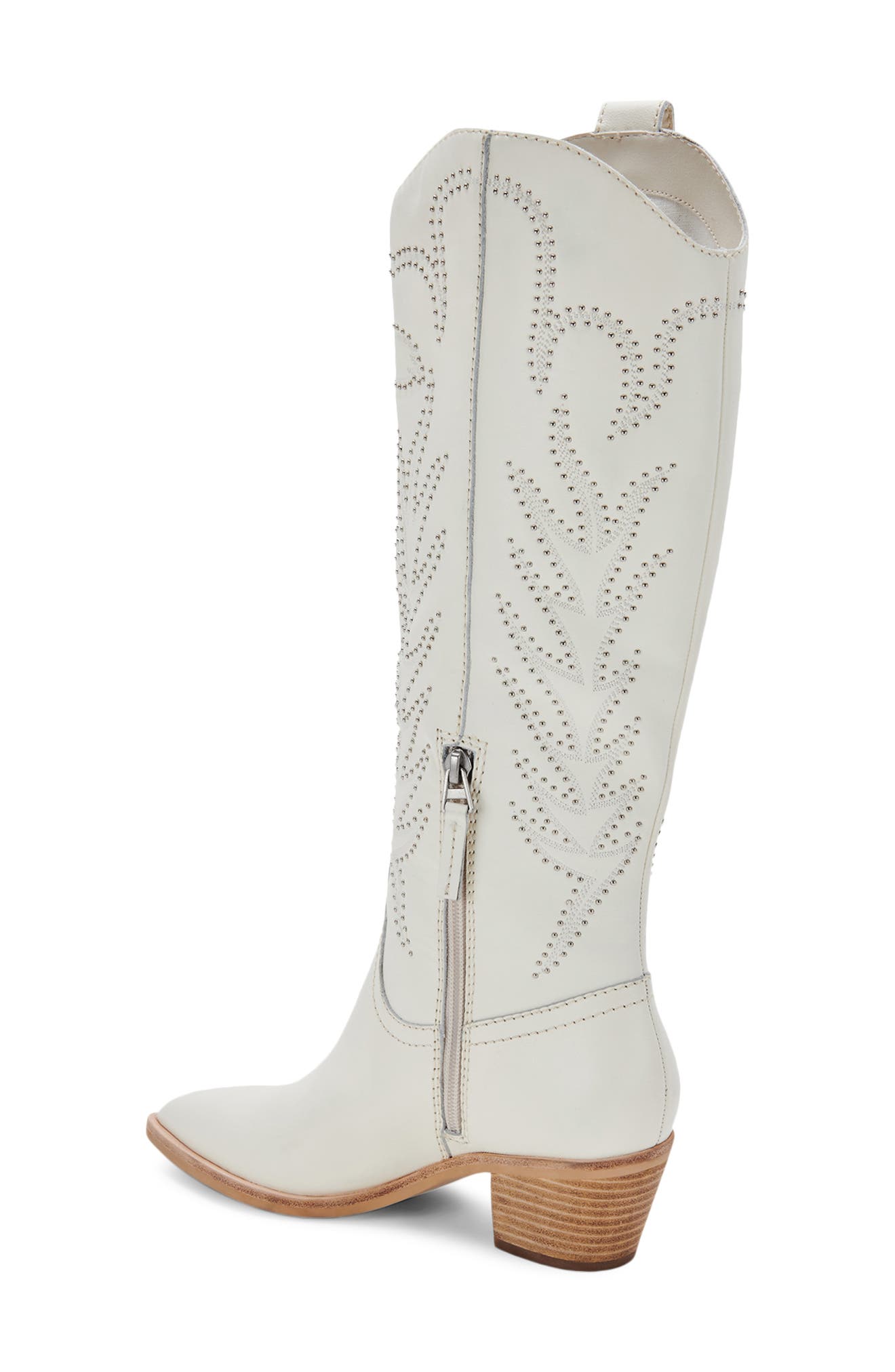 Solei Stud Western Boot, Alternate, color, OFF WHITE LEATHER