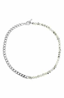 REBL Gender Inclusive Half Cuban Half Beaded Chain Necklace