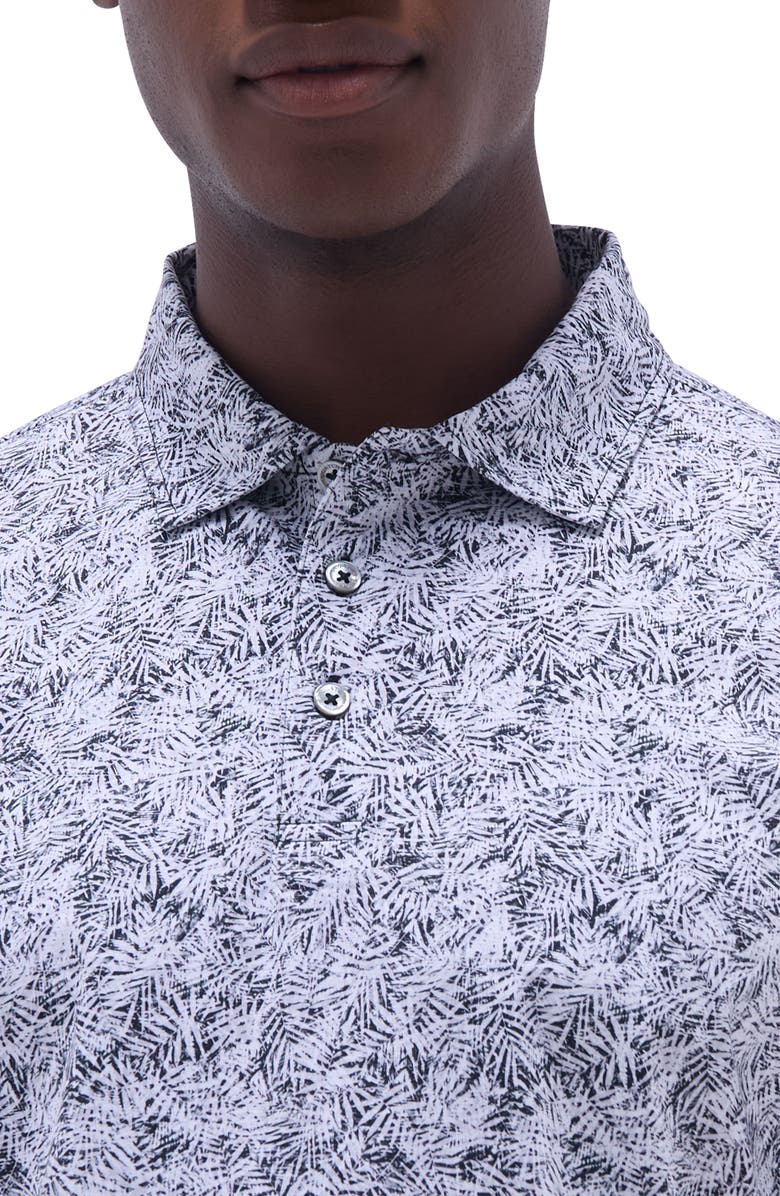 Bugatchi Victor OoohCotton<sup>®</sup> Leaf Print Polo, Alternate, color, Black