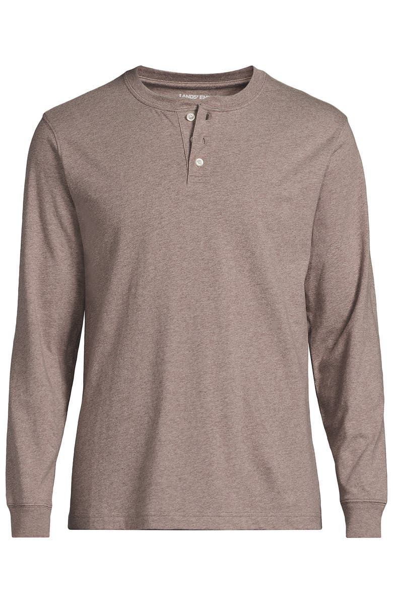 Lands' End Super-T Long Sleeve Henley Shirt, Alternate, color, Light Bark Heather