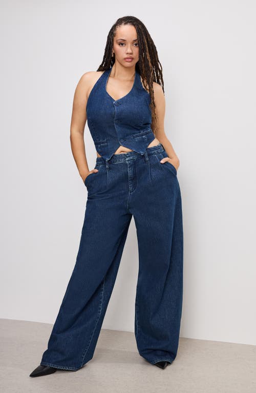 Good American 90's Pleated Wide Leg Jeans In Indigo 724 In Indigo724