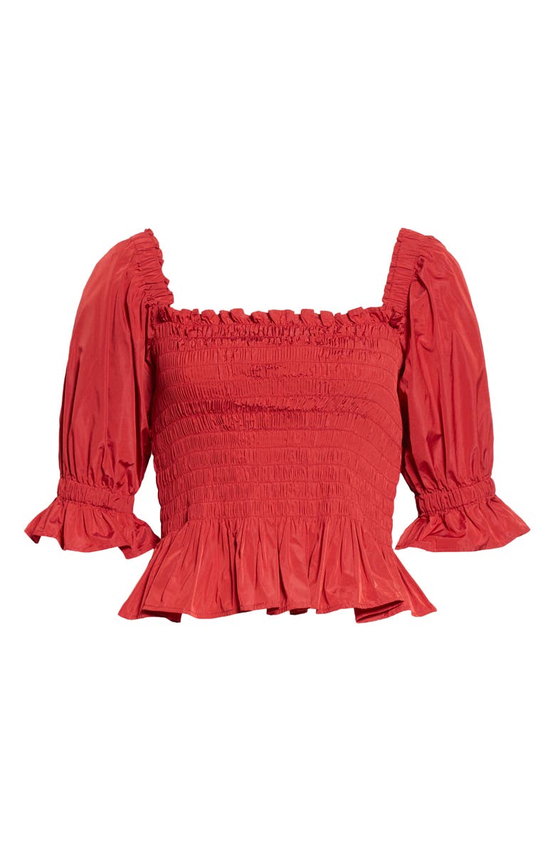 Molly Goddard Mackenzie Shirred Taffeta Top, Alternate, color, 