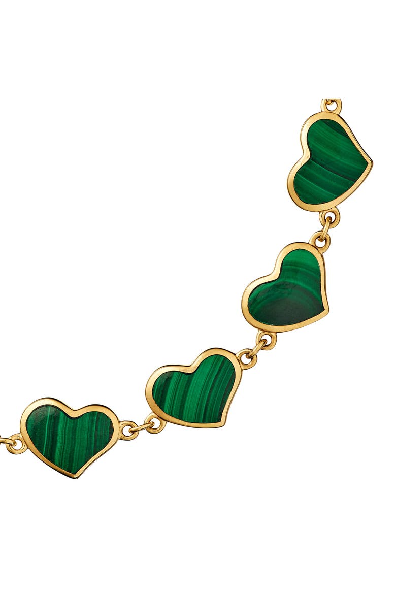 All Around Heart Bracelet Set In 18K Gold Overlay Sterling Silver, Alternate, color, Green