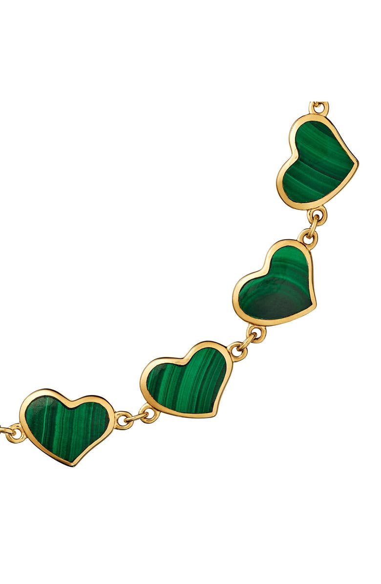 Jan Leslie All Around Heart Bracelet Set In 18K Gold Overlay Sterling Silver, Alternate, color, Green