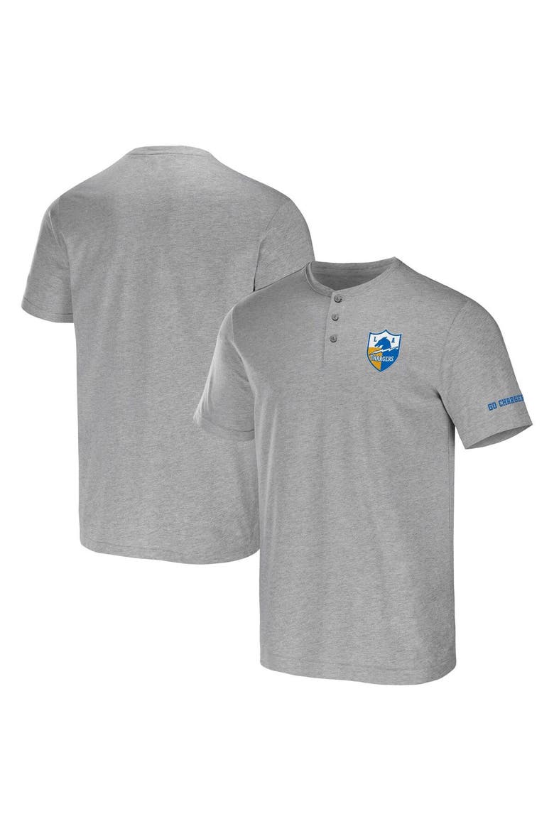Men's NFL x Darius Rucker Collection by Fanatics Heather Gray Los Angeles Chargers Henley T-Shirt, Main, color, Heather Gray