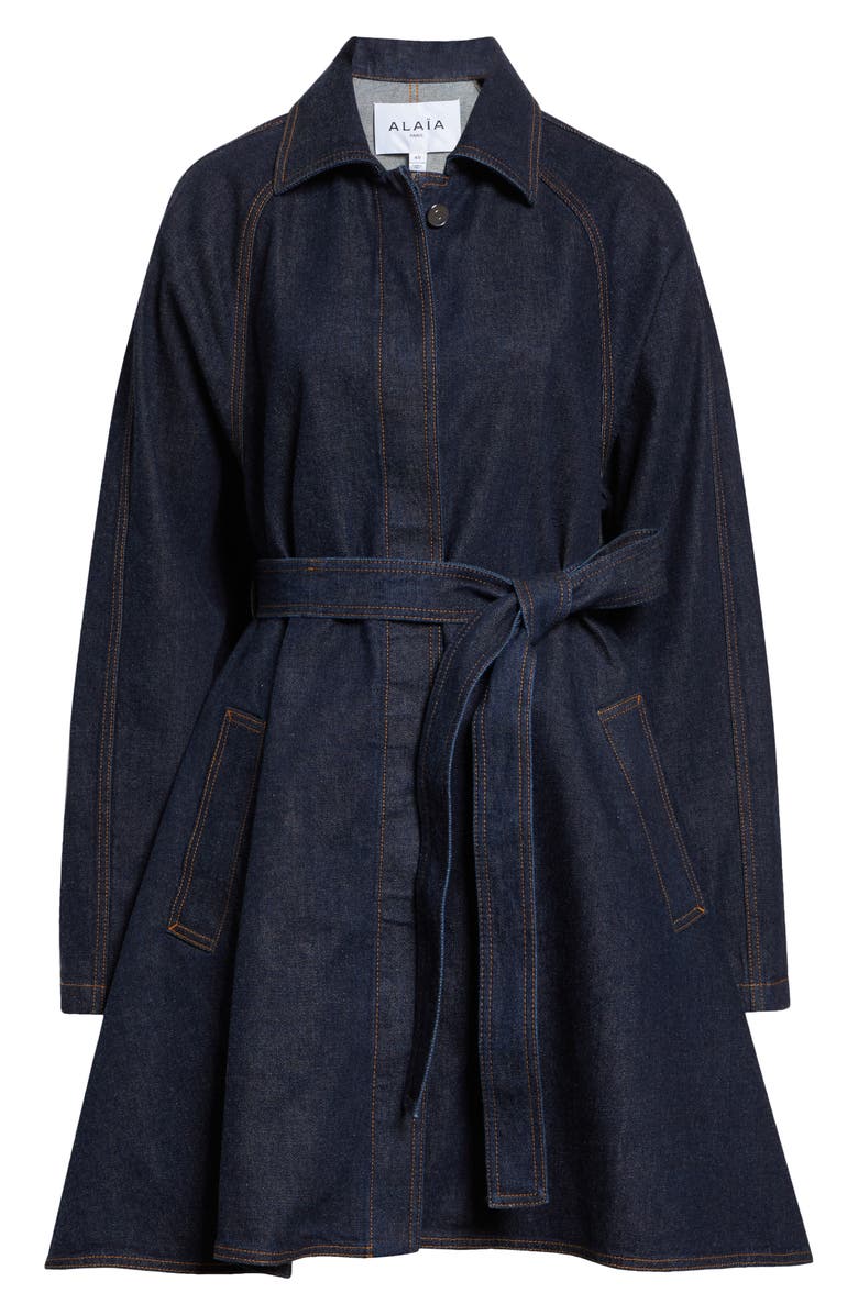 Alaïa Panelled Denim Jacket, Main, color, Bleu Brut