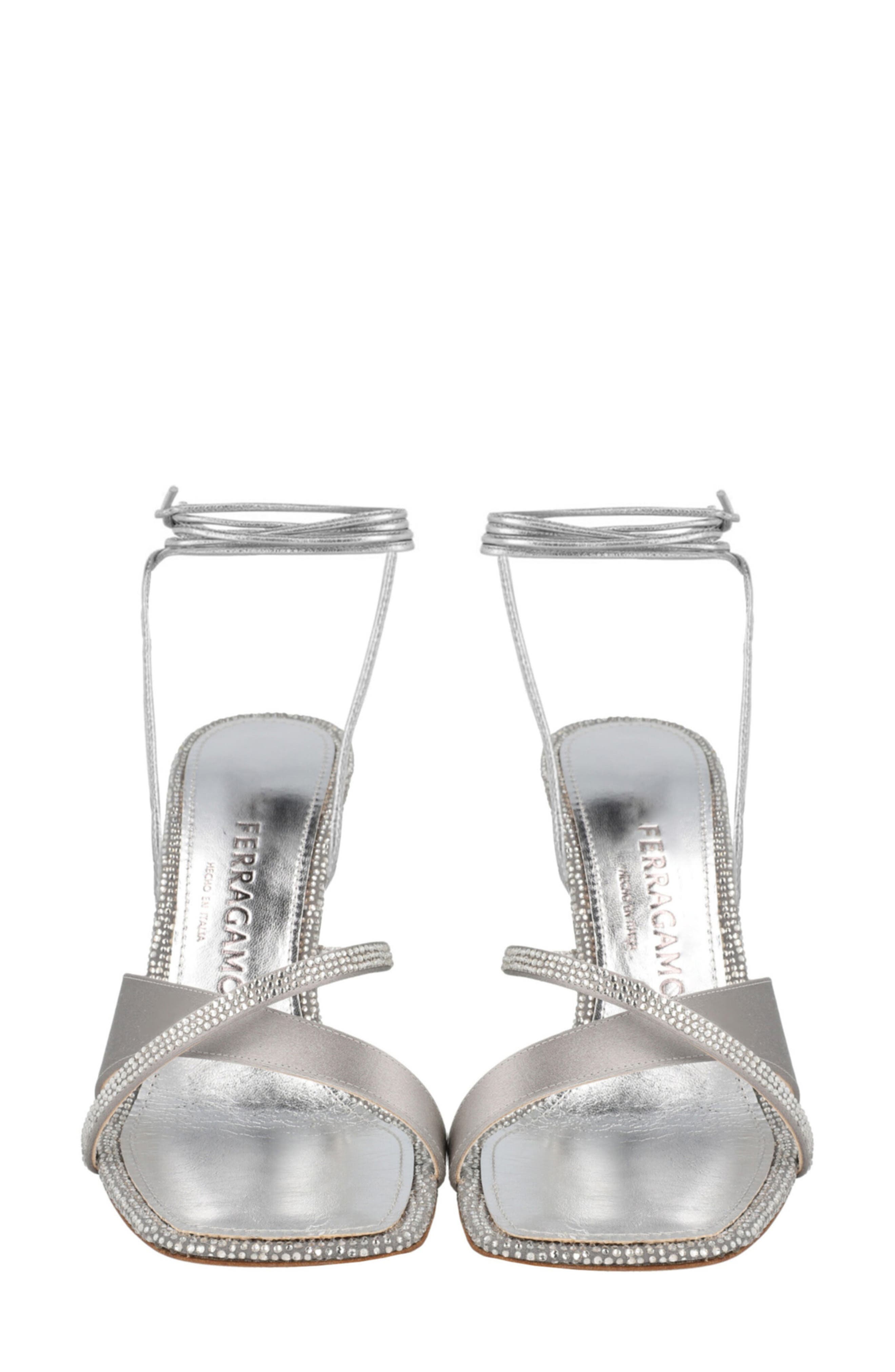 FERRAGAMO Allegra Crystal Embellished Sandal, Alternate, color, Grey